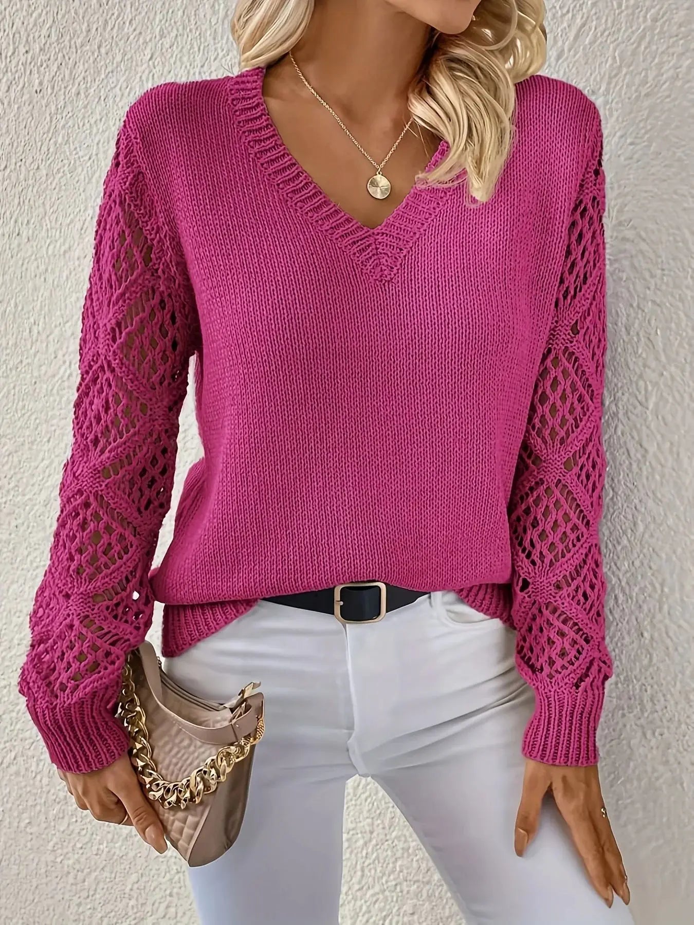 Eloïse™ | Pulover Relaxat cu Guler în V din Tricot