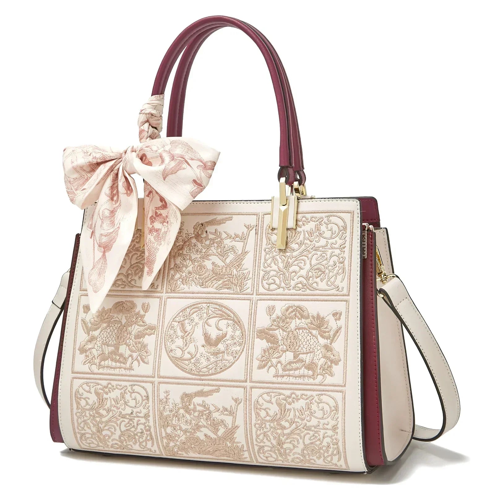sylvia™ – geantă crossbody unică cu broderie și detaliu în formă de fundă