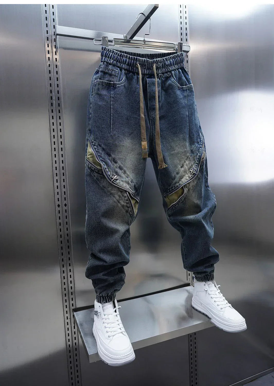 Laurent™ | Pantaloni Baggy din Denim cu Curea