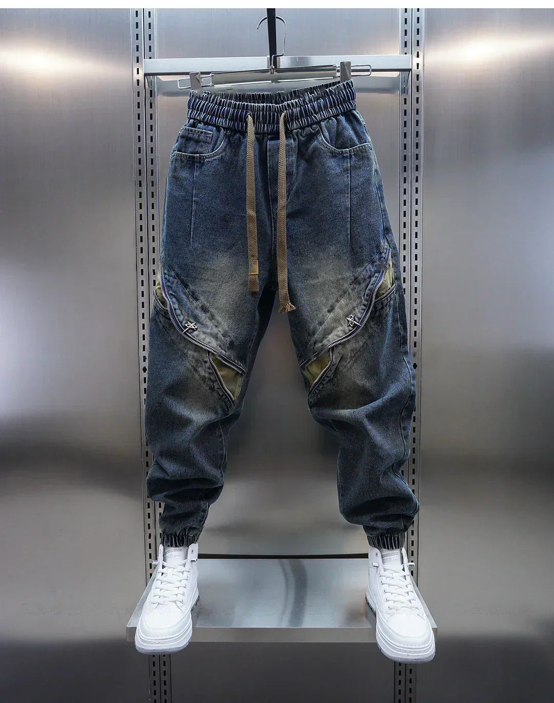 Laurent™ | Pantaloni Baggy din Denim cu Curea