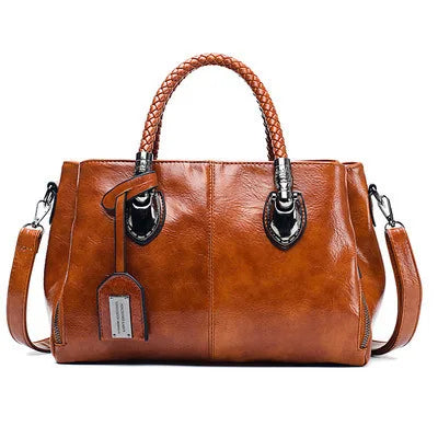 Pia™ | Geantă elegantă din piele cu mânere împletite