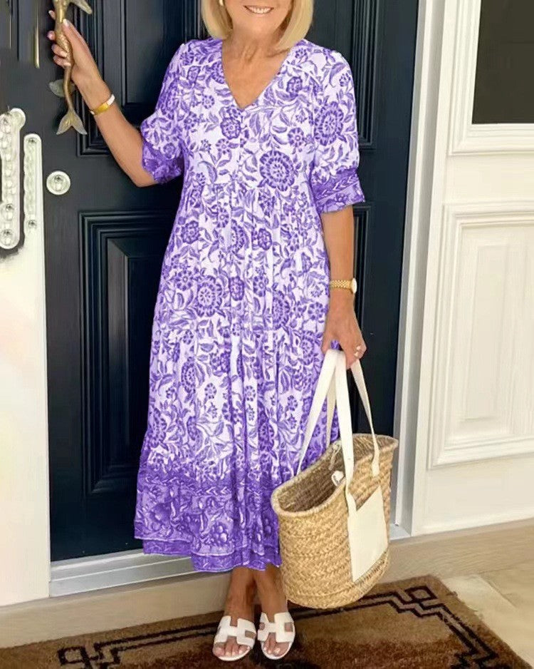 Keisha | Rochie Florală cu Decolteu în V Elegant