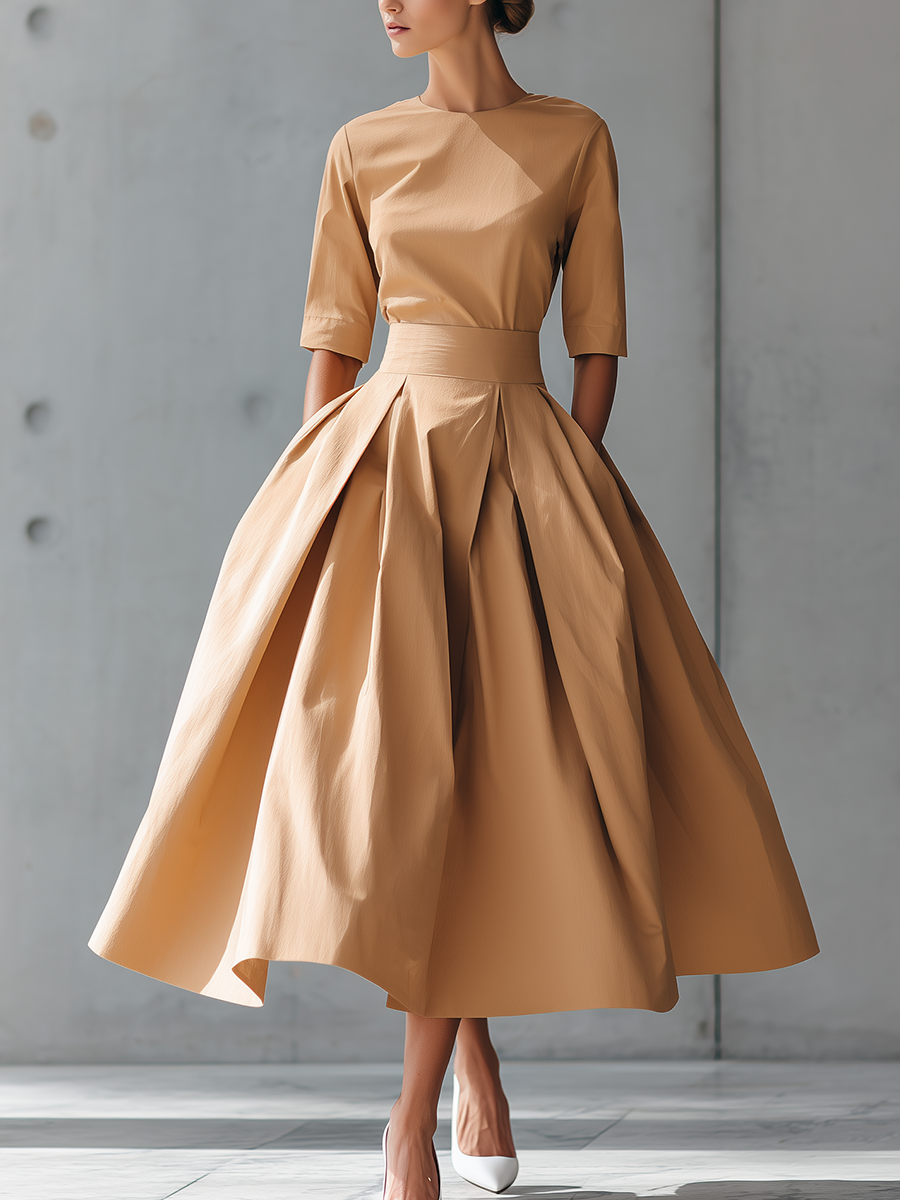 Rochie Maxi Structurată din Bumbac