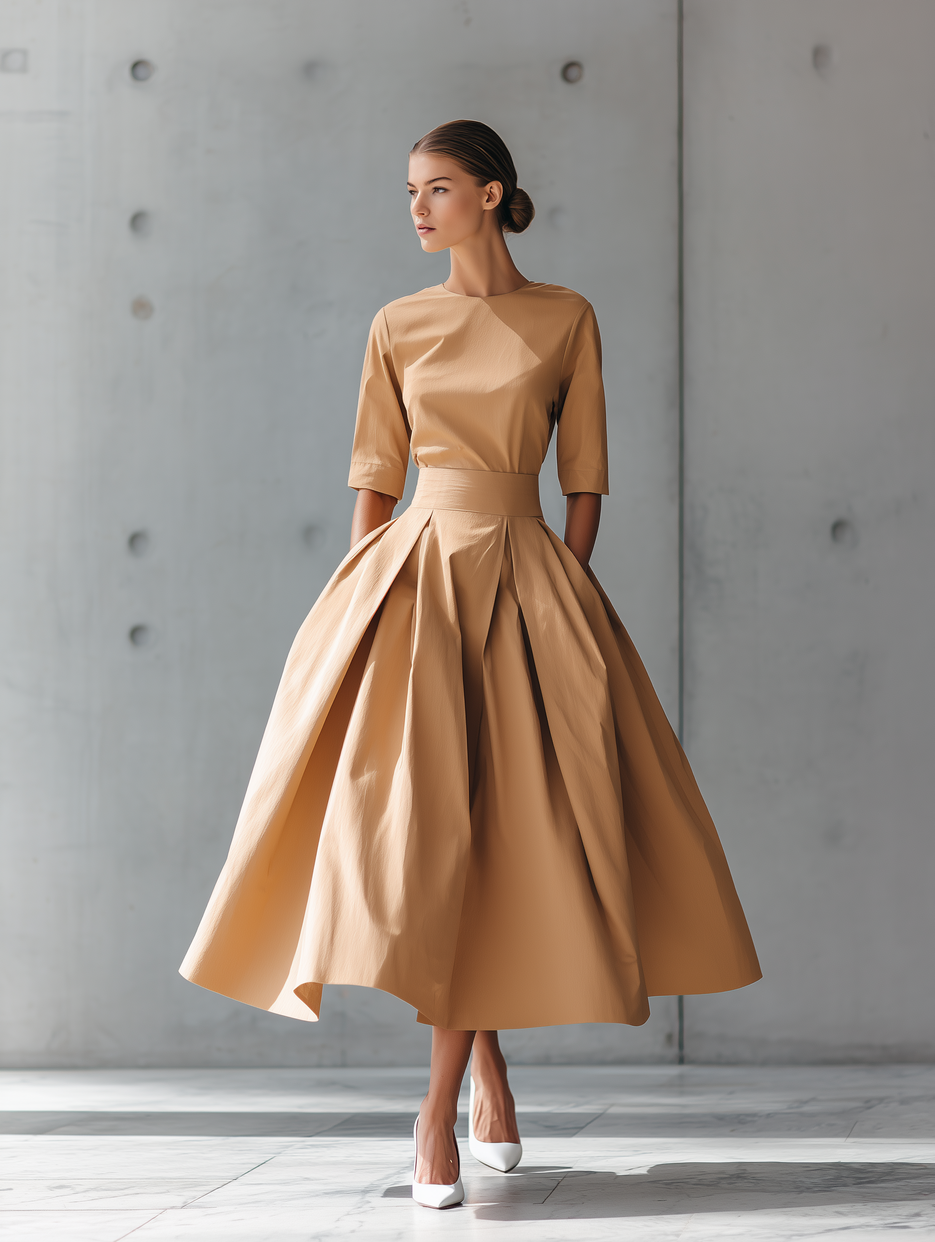 Rochie Maxi Structurată din Bumbac