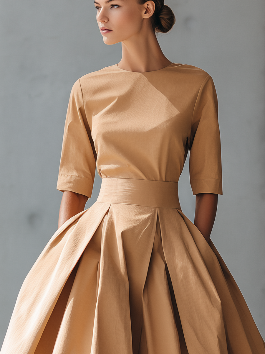 Rochie Maxi Structurată din Bumbac