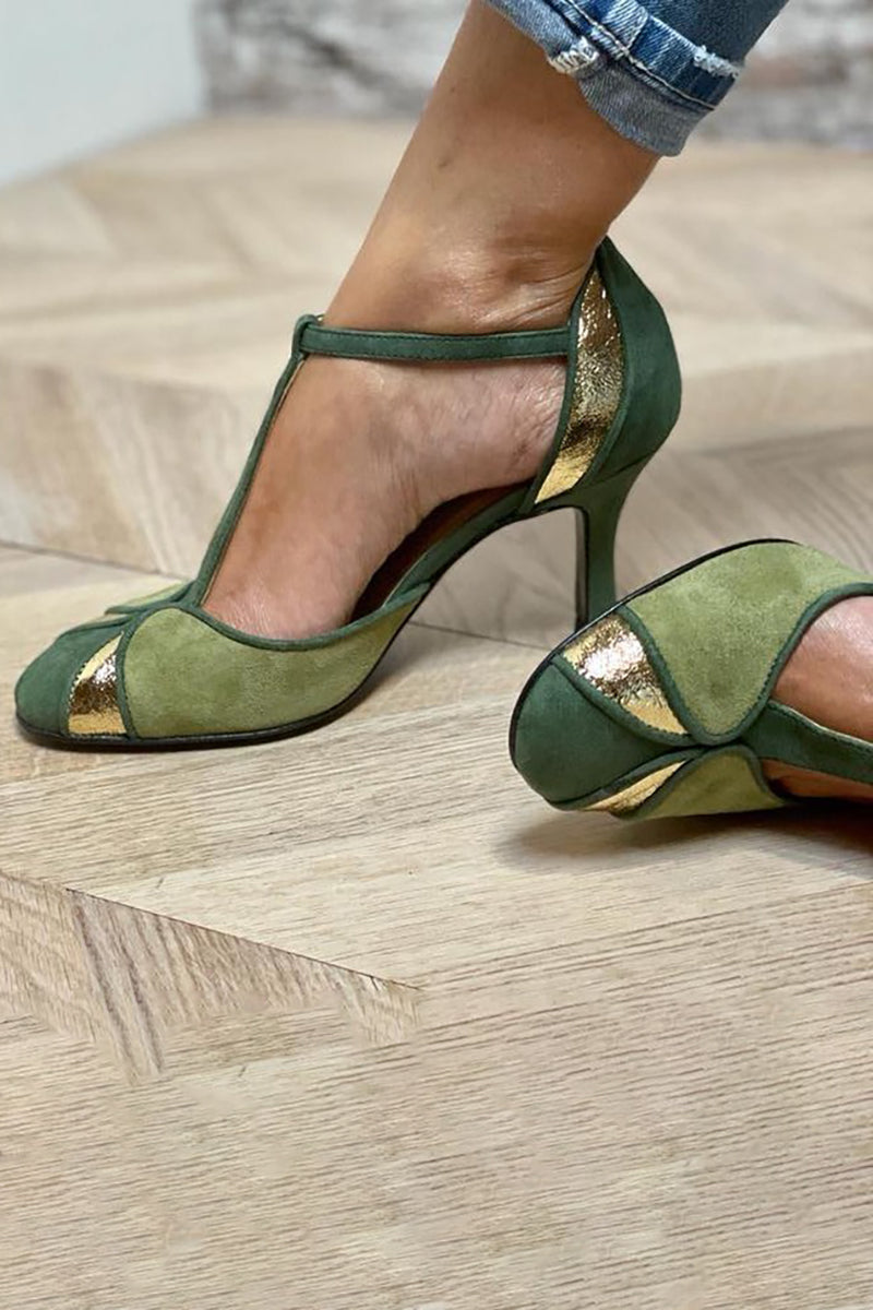 Celestina™ | Pantofi cu toc patchwork