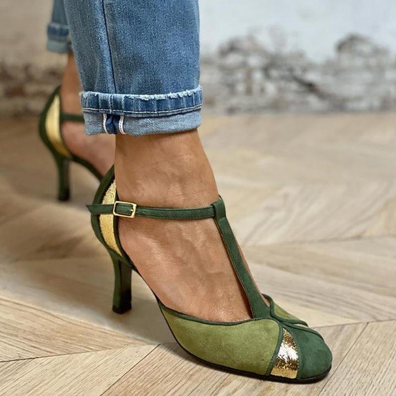 Celestina™ | Pantofi cu toc patchwork