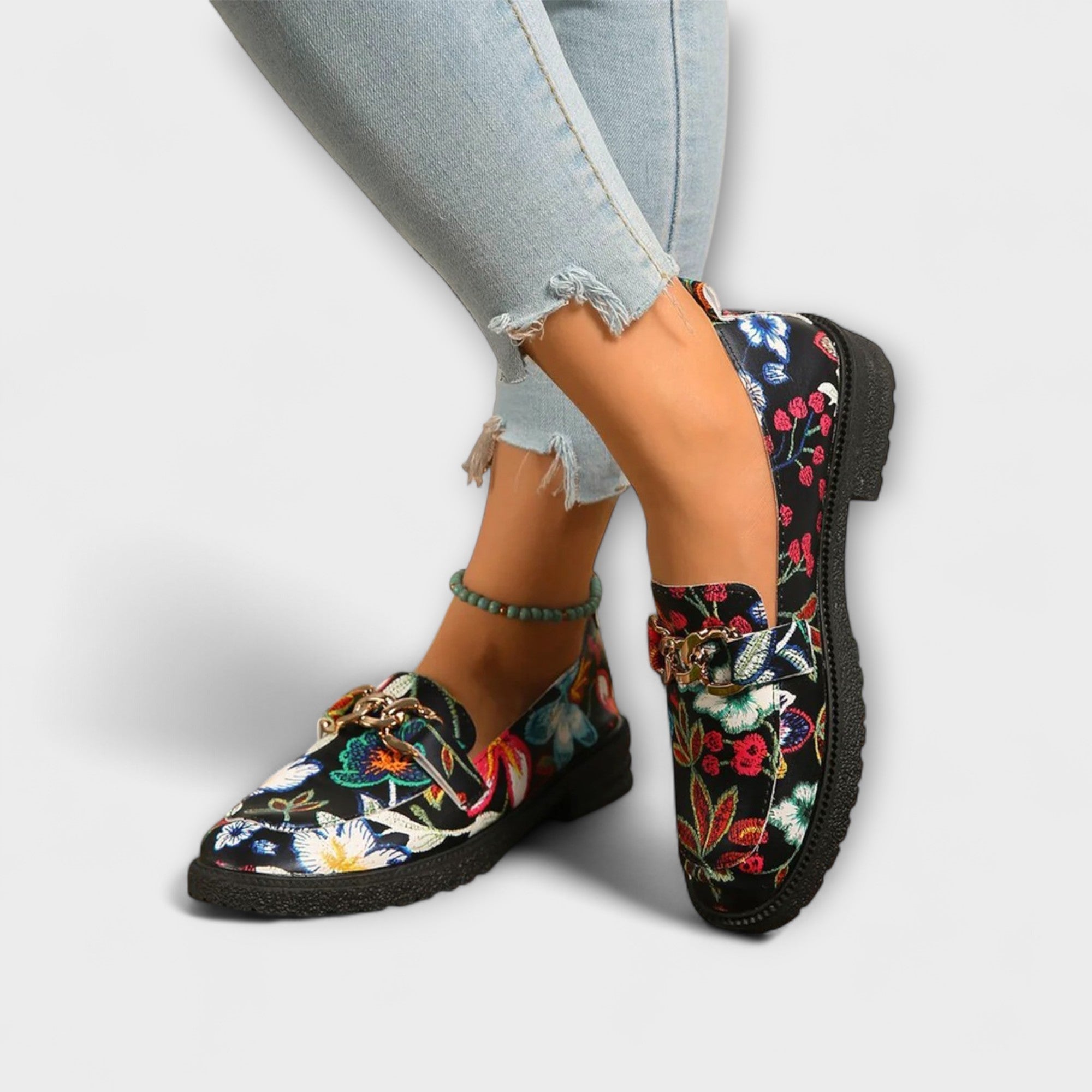 Savrani™ | Mocasini Multicolore cu Motiv Floral