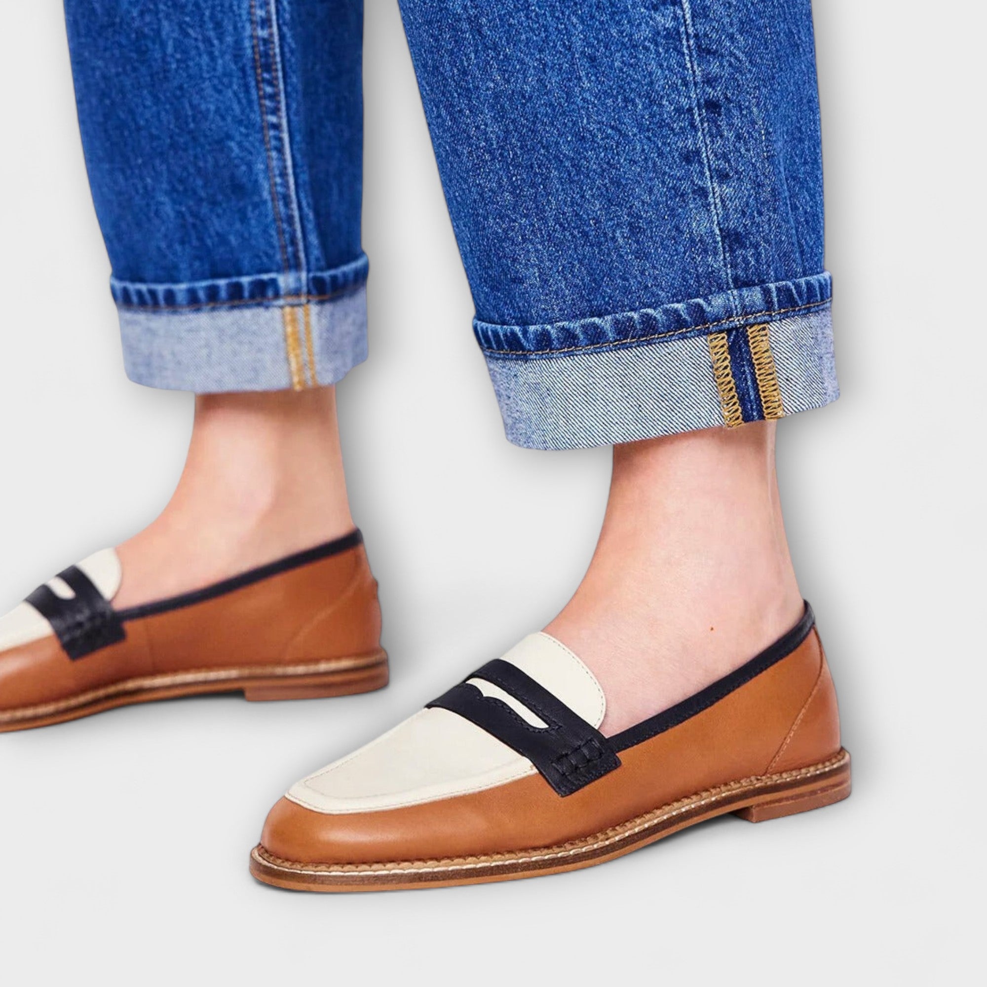 Savrani™ | Mocasini Maro cu vârf rotund și design în blocuri de culoare
