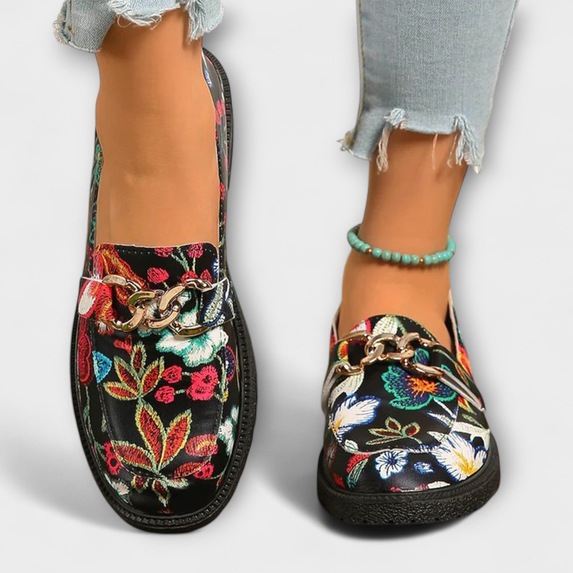 Savrani™ | Mocasini Multicolore cu Motiv Floral