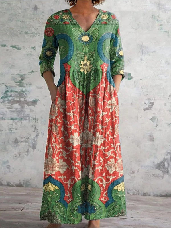 Celestine | Rochie maxi cu imprimeu floral vintage