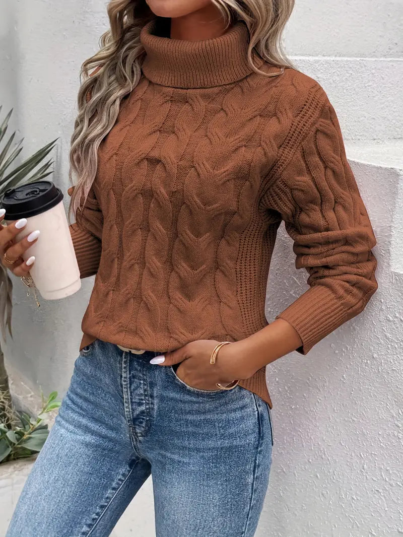 CRISTINA™ | PULOVER CU GULER ÎNALT ARTISANAL