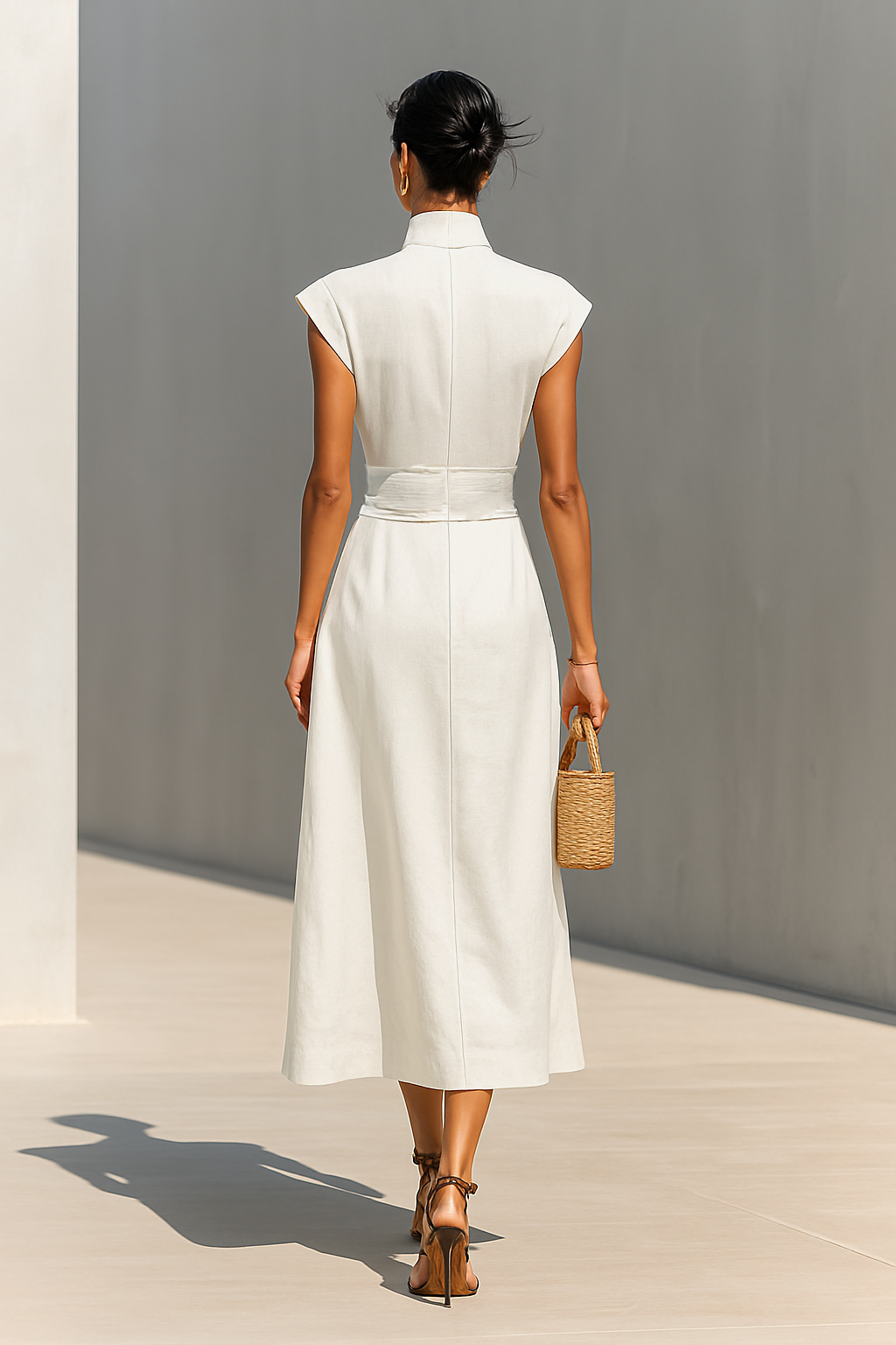 Rochie Maxi din Bumbac Pur cu Guler Revers și Mâneci cu Glugă