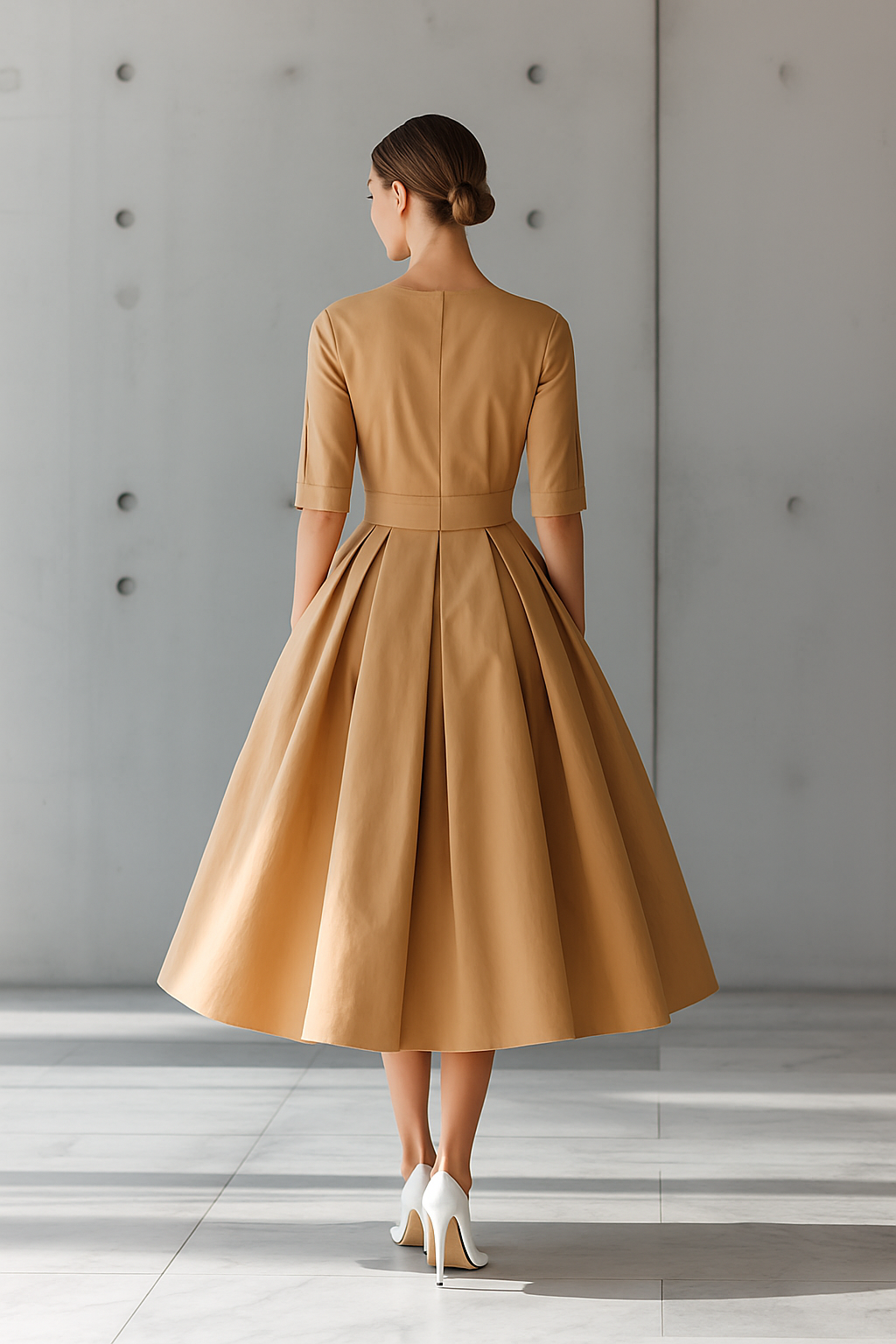 Rochie Maxi Structurată din Bumbac