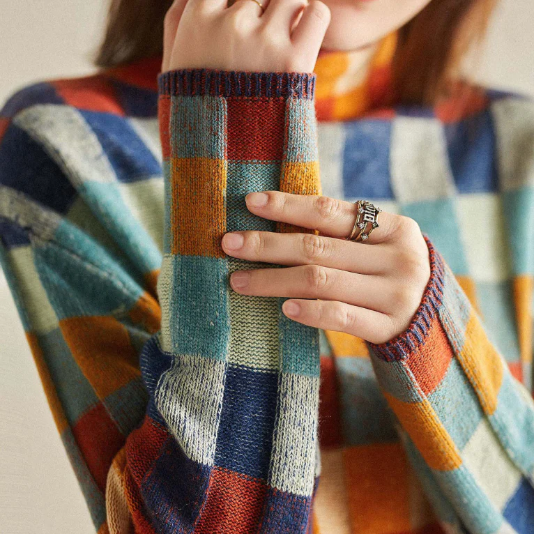 PENELOPE™ | PULOVER PATCHWORK CU GULER ÎNALT