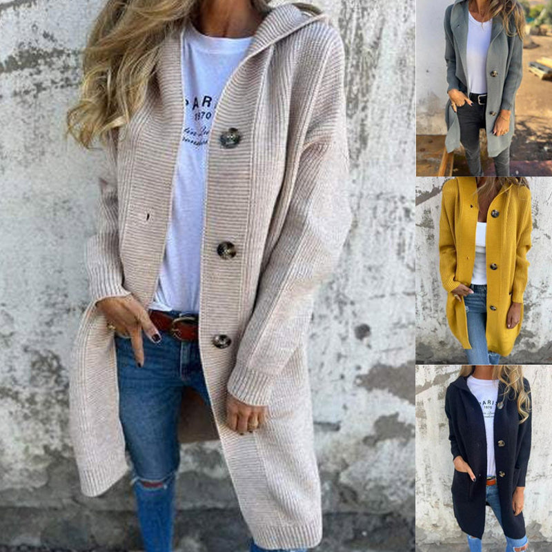 Mariella™ - Cardigan lung cu glugă din bumbac premium