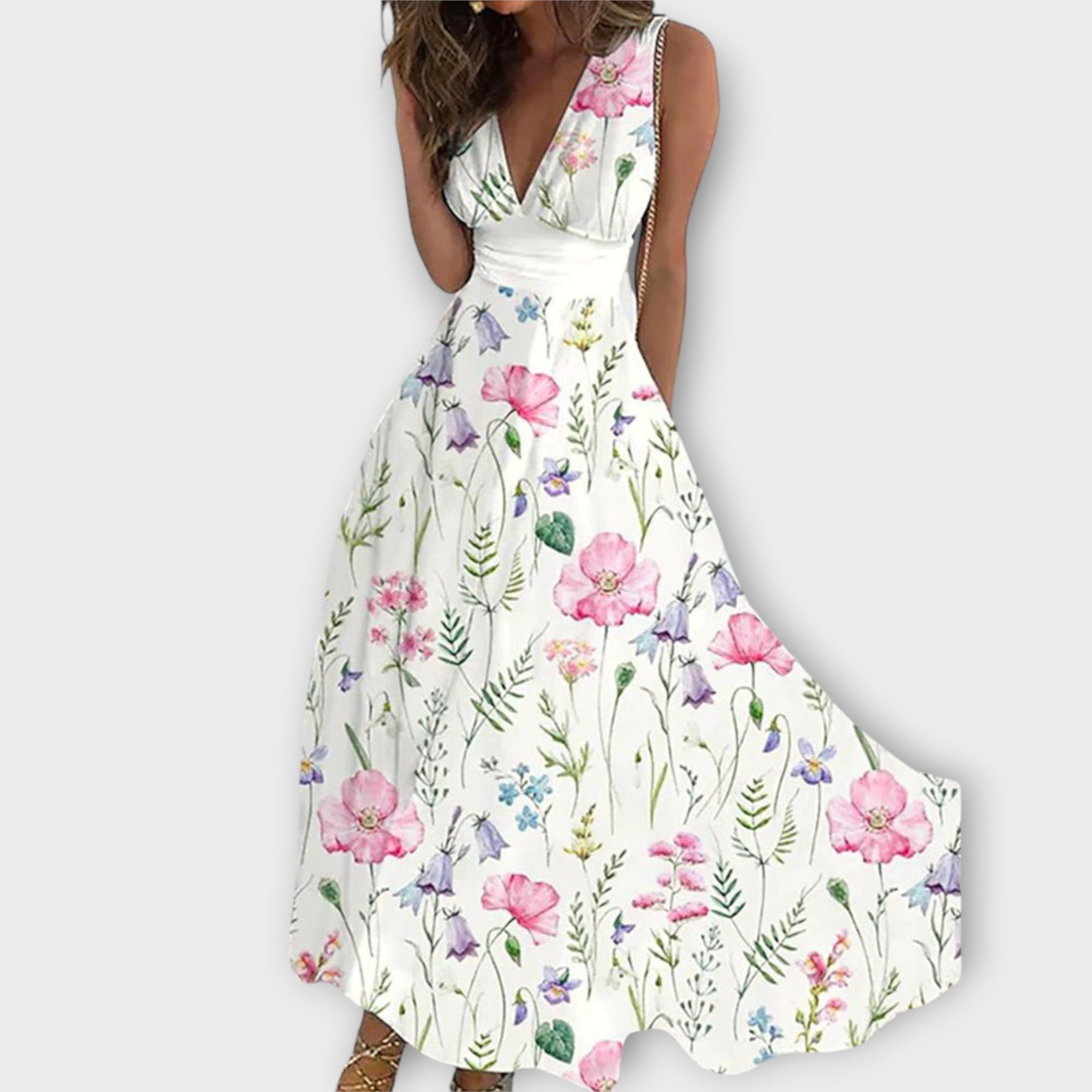 Romy - Rochie Floral cu Decolteu în V