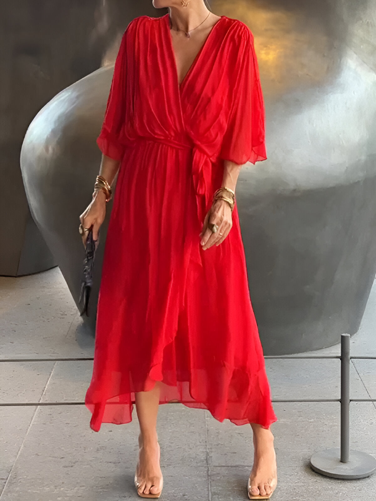 Monica™ | Rochie Chiffon cu decolteu în V