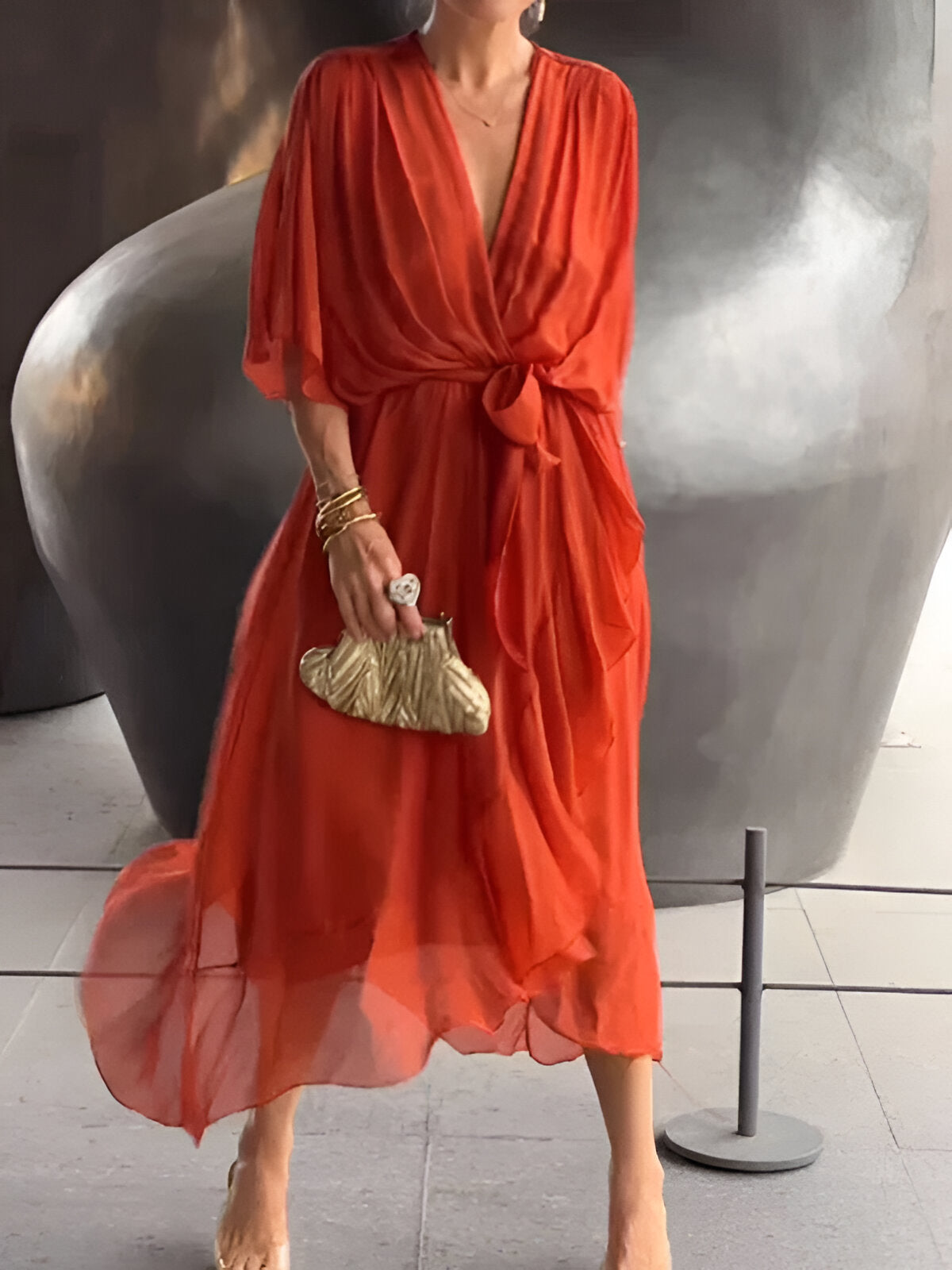 Monica™ | Rochie Chiffon cu decolteu în V