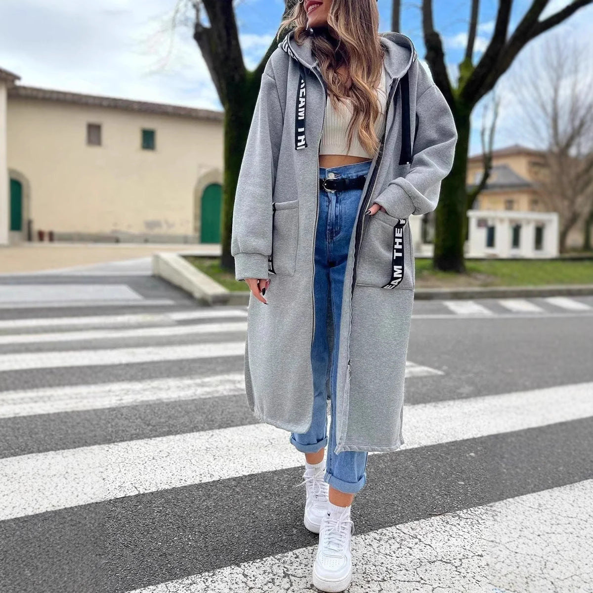 LOUISA | Palton Casual Lung pentru Femei cu Design Deschis