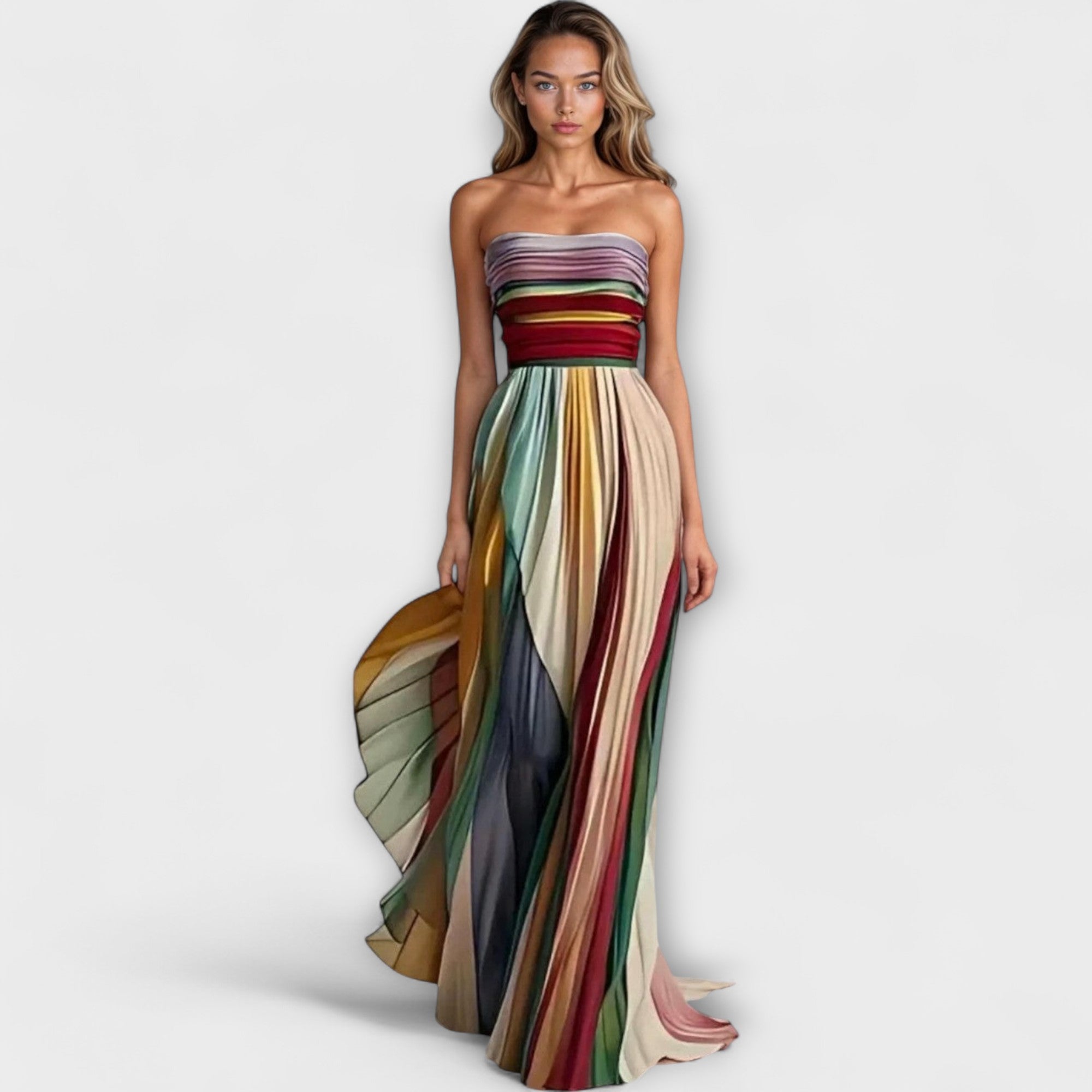 Flora - Rochie lungă din țesătură premium