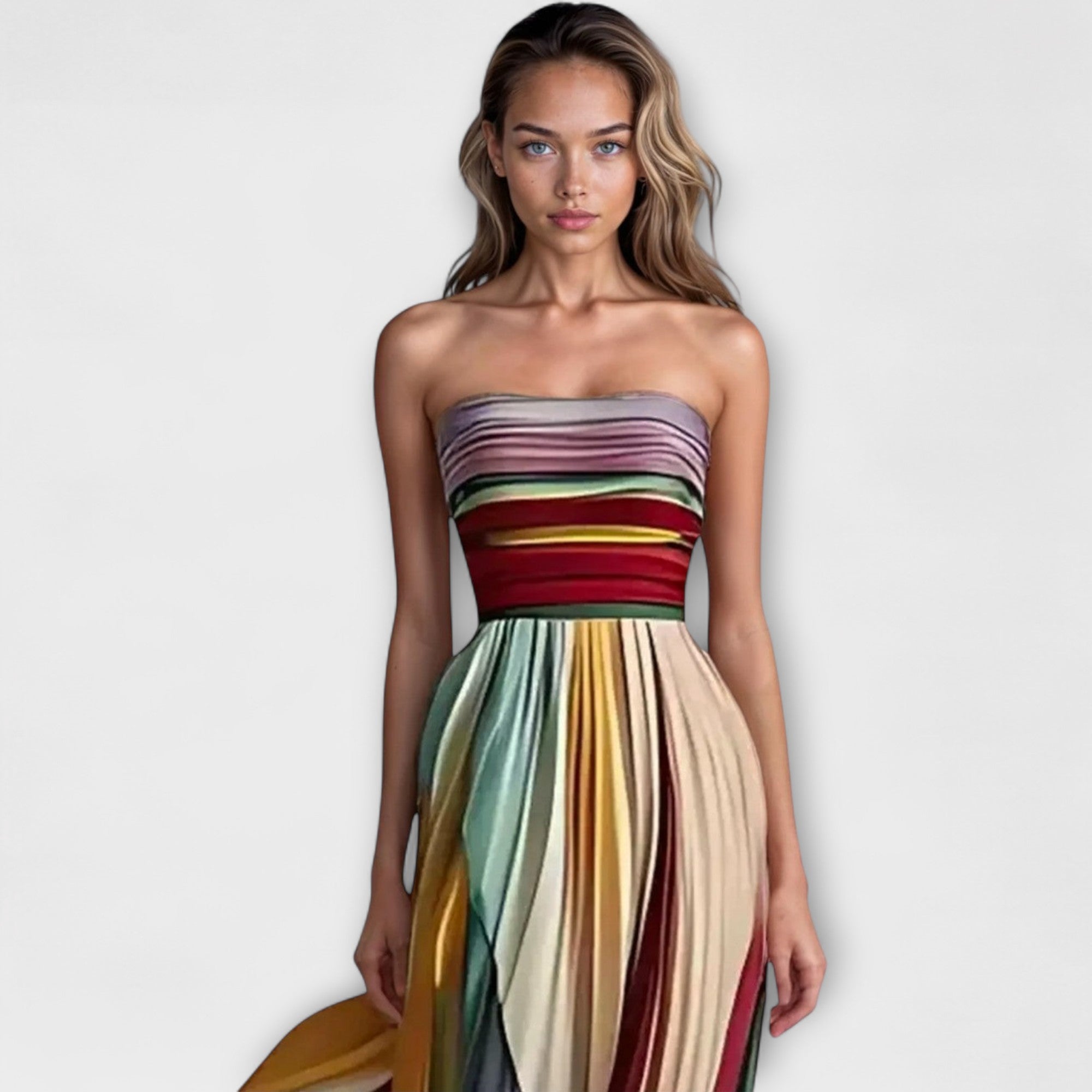 Flora - Rochie lungă din țesătură premium