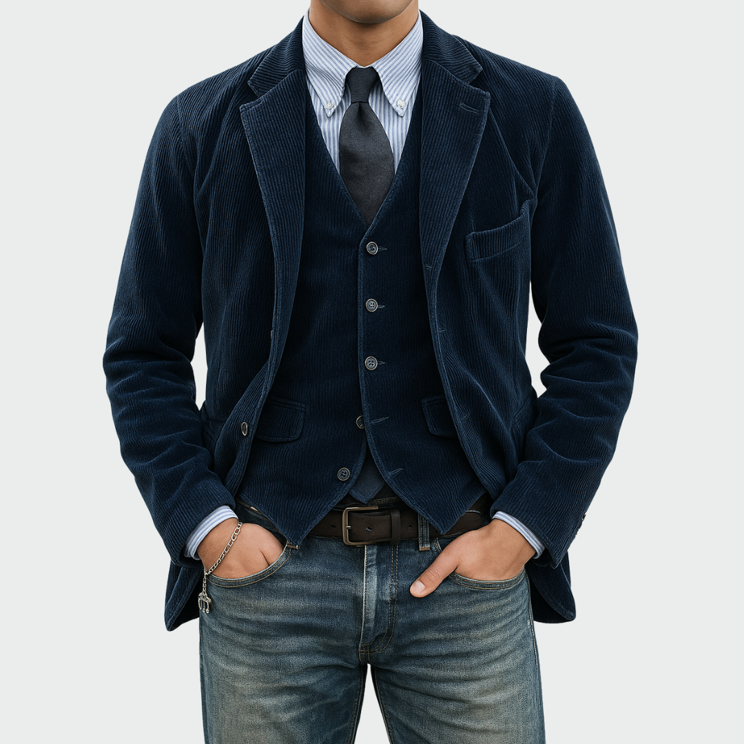Tommy™ | Set de 2 Piese: Sacou și Vestă din Catifea