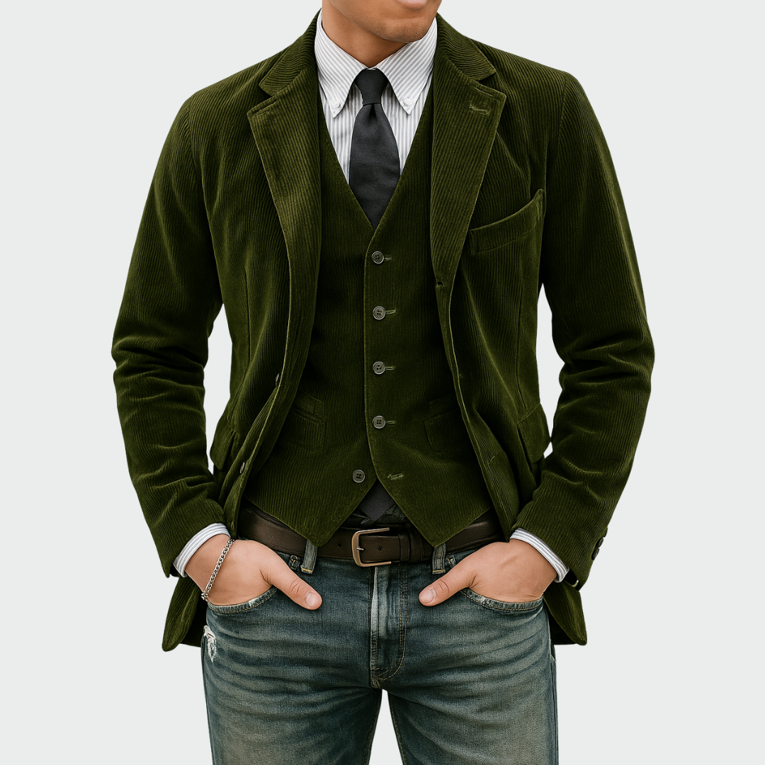 Tommy™ | Set de 2 Piese: Sacou și Vestă din Catifea