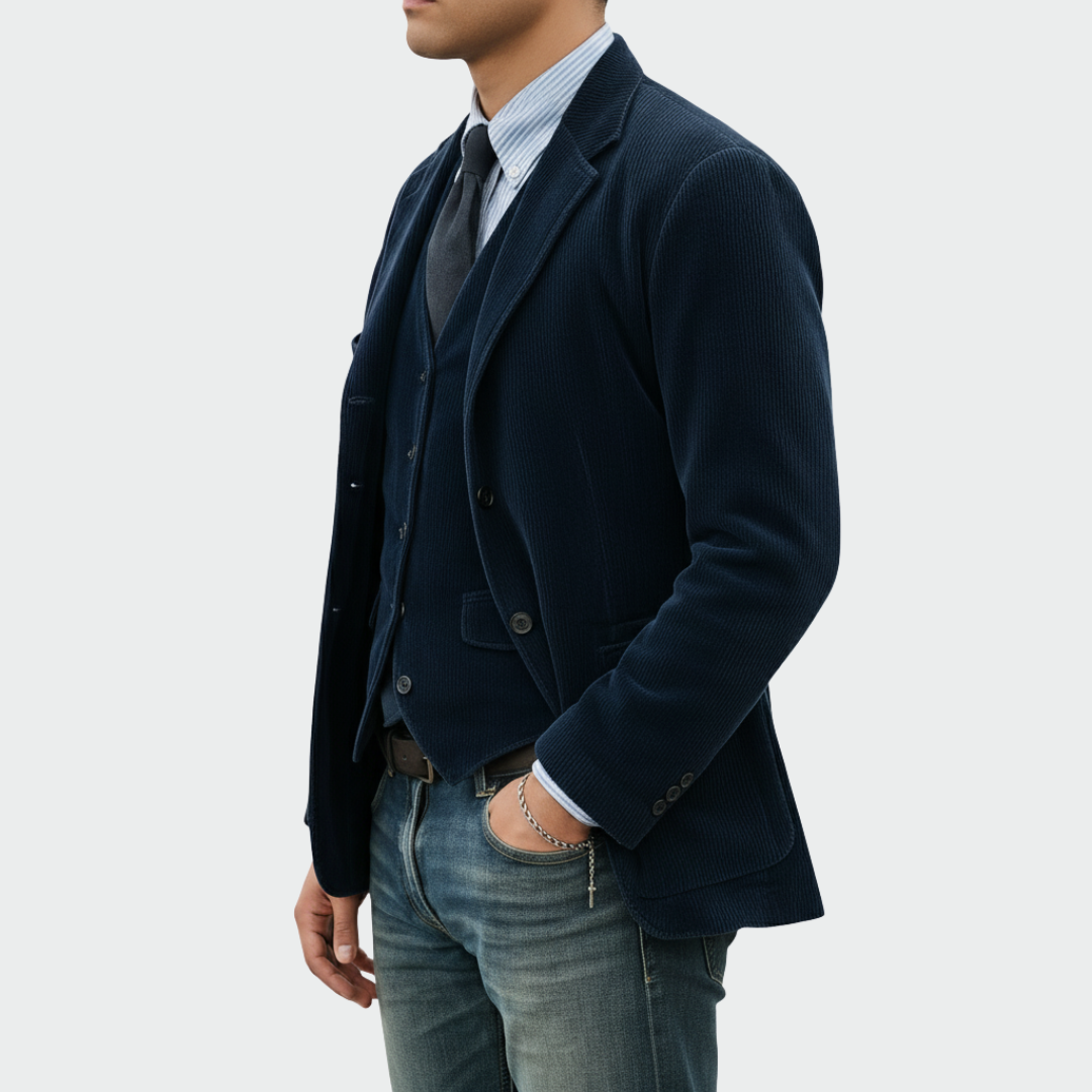 Tommy™ | Set de 2 Piese: Sacou și Vestă din Catifea